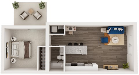 Floor plan for 1 bed, 1 bath, 798 sqft